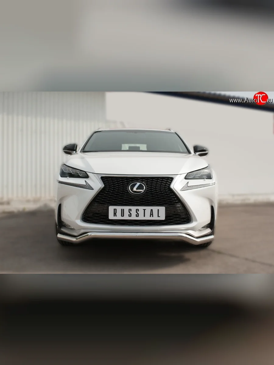 Защита переднего бампера (Ø63 мм волна, нержавейка, F-SPORT) SLITKOFF Lexus NX200T Z10 (2014-2017)  в Воронеже Воронежской области