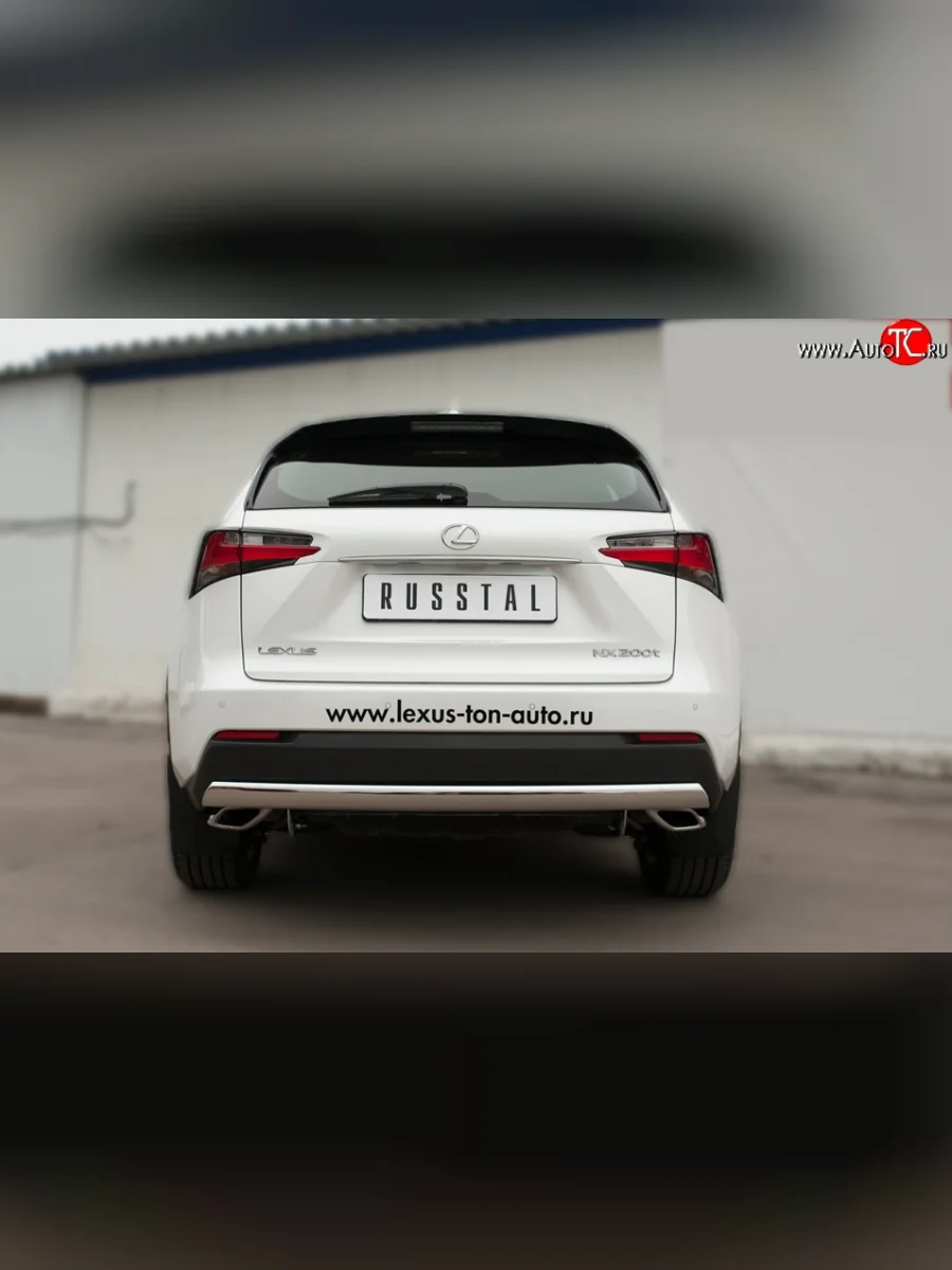Защита заднего бампера (Ø75x42 мм, нержавейка, F-Sport) Russtal Lexus NX200T Z10 (2014-2017)  в Перми Пермском крае