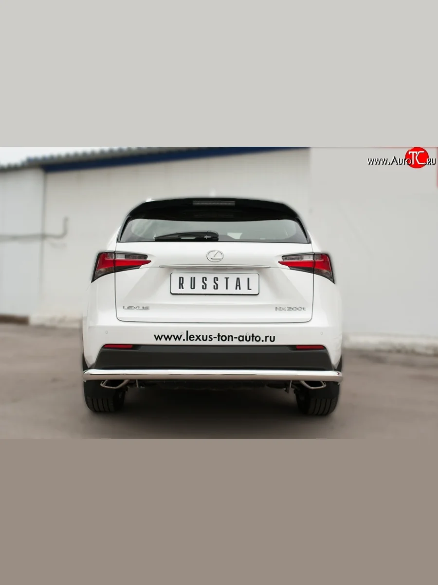 Одинарная защита заднего бампера из трубы с округлым сгибом диаметром 63 мм F SPORT SLITKOFF Lexus NX200T Z10 (2014-2017)  в Перми Пермском крае