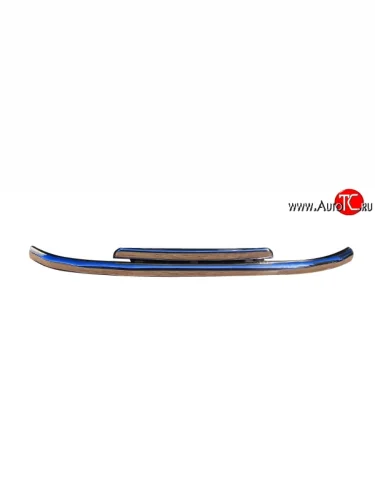 Двойная защита переднего бампера из длинной трубы диаметром 76 мм и короткой овальной трубы диаметром 75x42 мм (рестайлинг) SLITKOFF Toyota Land Cruiser  200 (2012-2015) 1-ый рестайлинг