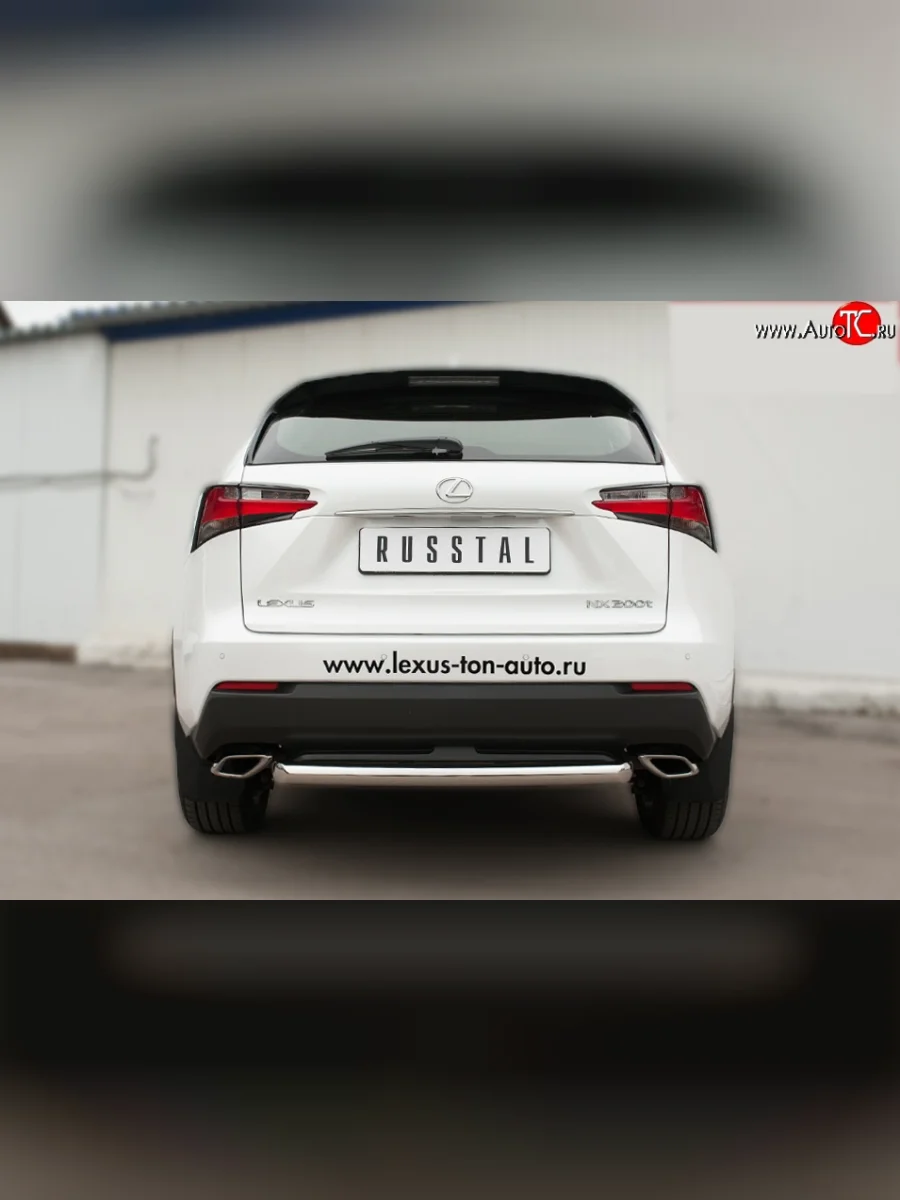 Одинарная защита заднего бампера из трубы с угловатыми сгибами диаметром 63 мм F SPORT SLITKOFF Lexus NX200T Z10 (2014-2017)  в Перми Пермском крае