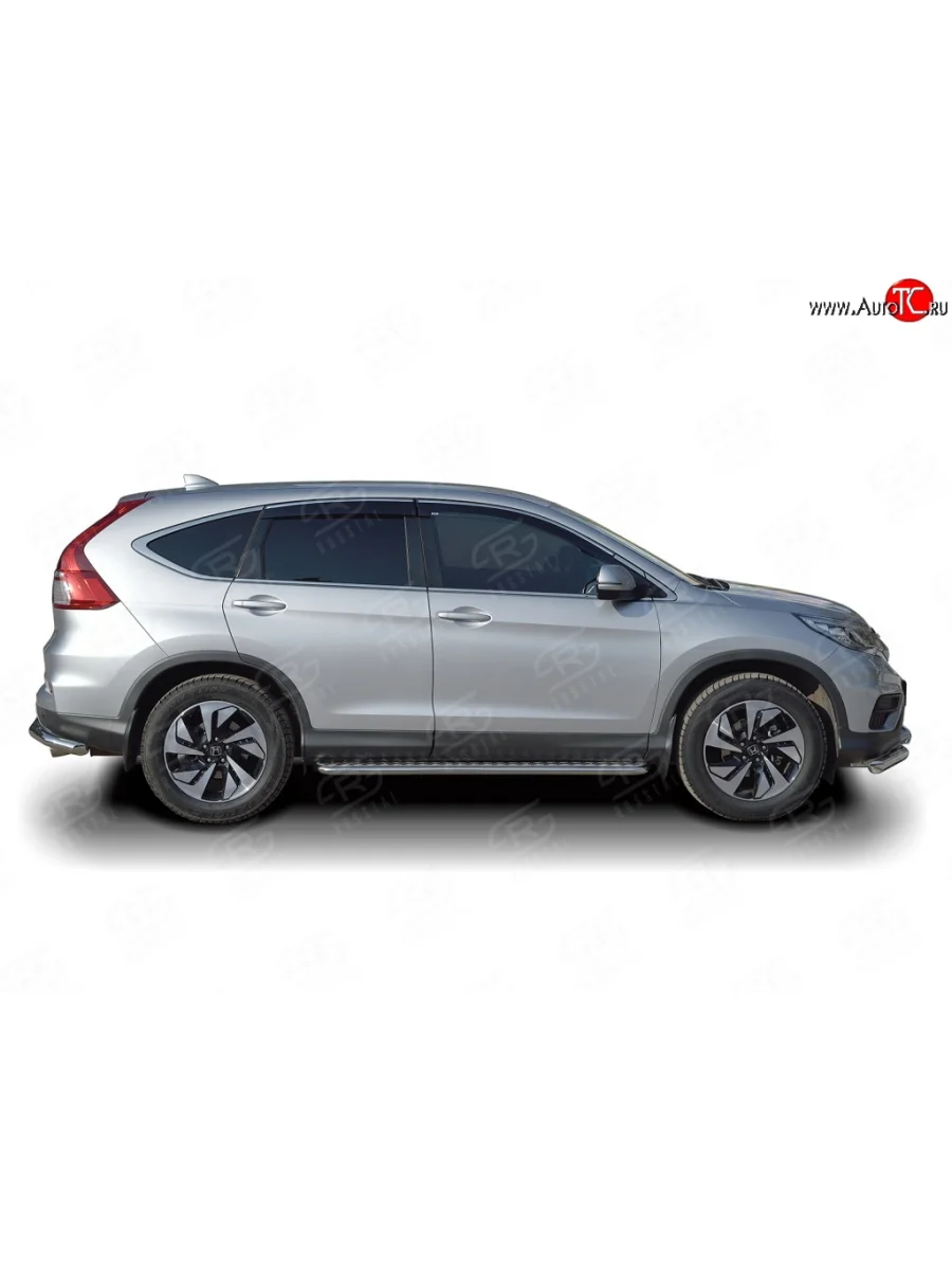 Широкая защита порогов Russtal Honda CR-V RM1,RM3,RM4 дорестайлинг (2012-2015) (Защита порогов с со скосами на торцах (вариант 1))  в Перми Пермском крае