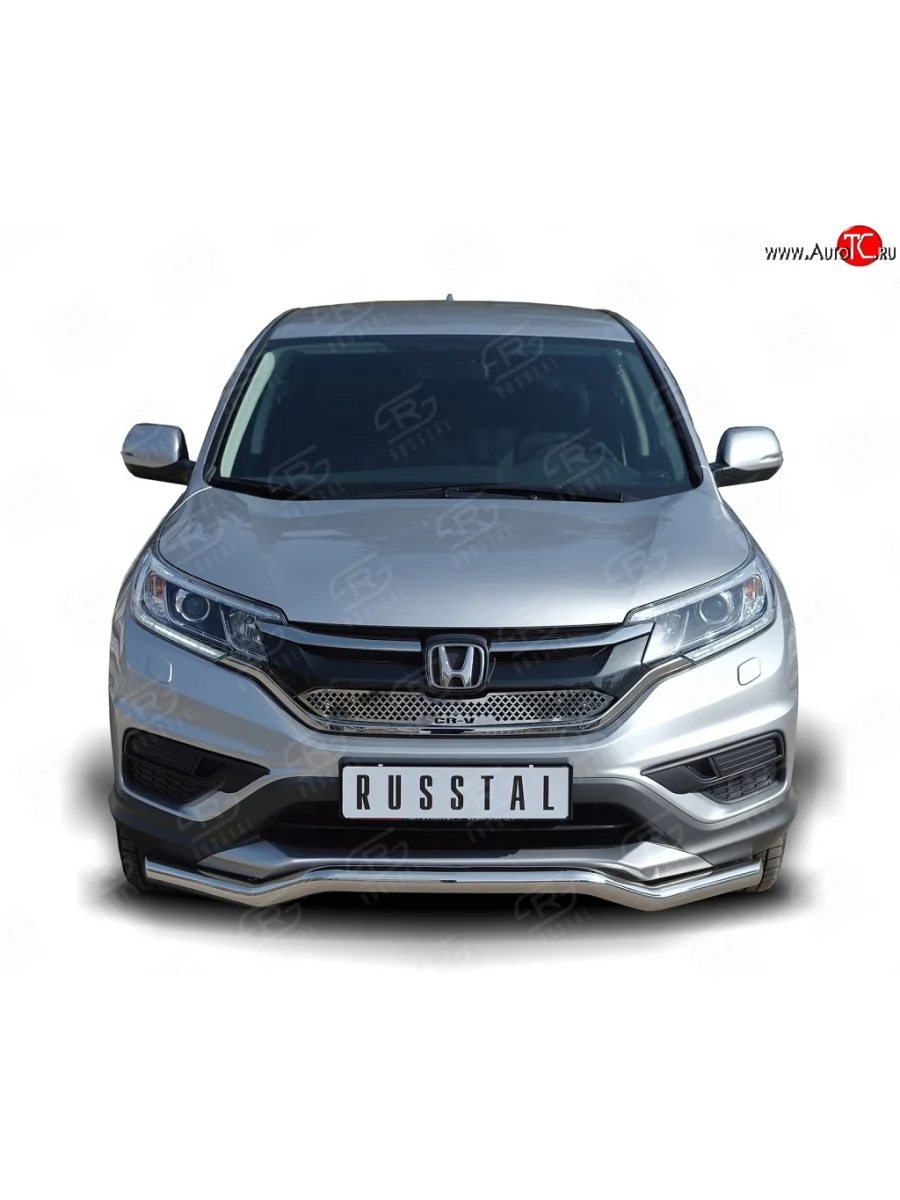 Защита переднего бампера (Ø63 мм волна, нержавейка, 2.0) SLITKOFF  Honda CR-V (2012-2015) RM1,RM3,RM4  в Самаре Самарской области