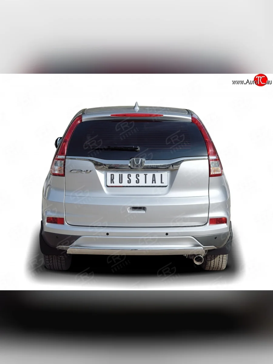 Защита заднего бампера (Ø75x42 мм, нержавейка) Russtal Honda CR-V RM1,RM3,RM4 дорестайлинг (2012-2015)  в Керчи Республика Крым