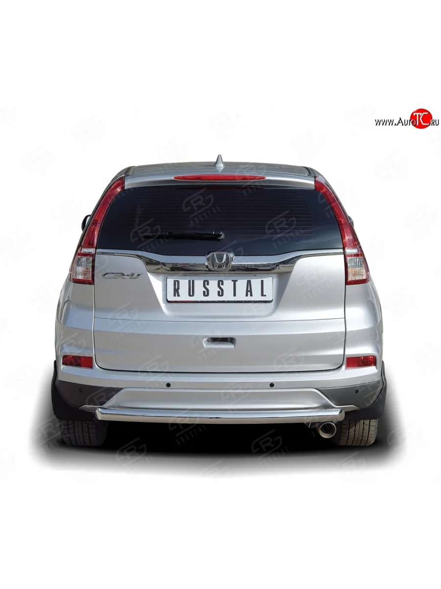 Одинарная защита заднего бампера из трубы с округлыми сгибами диаметром 63 мм SLITKOFF Honda CR-V RM1,RM3,RM4 дорестайлинг (2012-2015)  с доставкой в г. Керчь