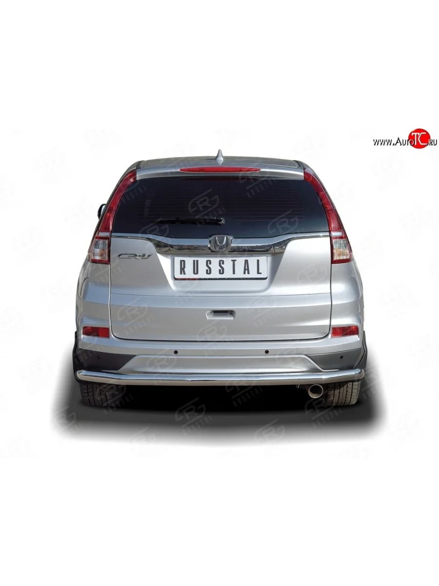 Одинарная защита заднего бампера из трубы с угловатыми сгибами диаметром 63 мм SLITKOFF Honda CR-V RM1,RM3,RM4 дорестайлинг (2012-2015)  в Керчи Республика Крым