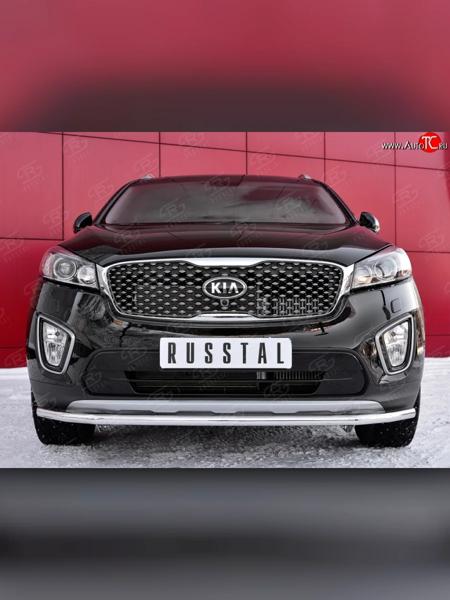 Одинарная защита переднего бампера диаметром 42 мм SLITKOFF KIA Sorento UM/Prime дорестайлинг (2014-2018)  в Керчи Республика Крым