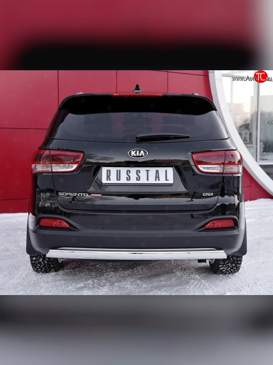 Одинарная защита заднего бампера из трубы с округлым сгибом диаметром 63 мм SLITKOFF KIA Sorento UM/Prime дорестайлинг (2014-2018)  с доставкой в г. Керчь