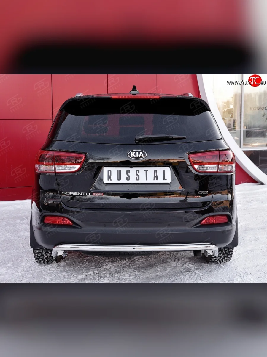 Защита заднего бампера (Ø42 мм волна, нержавейка) SLITKOFF KIA Sorento UM/Prime дорестайлинг (2014-2018)  в Перми Пермском крае