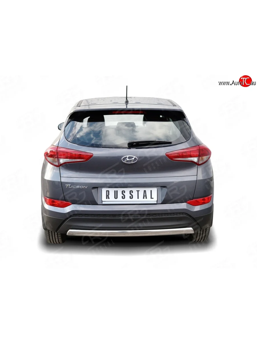 Защита заднего бампера (Ø75x42 мм, нержавейка) Russtal Hyundai Tucson TL дорестайлинг (2015-2018)  в Воронеже Воронежской области