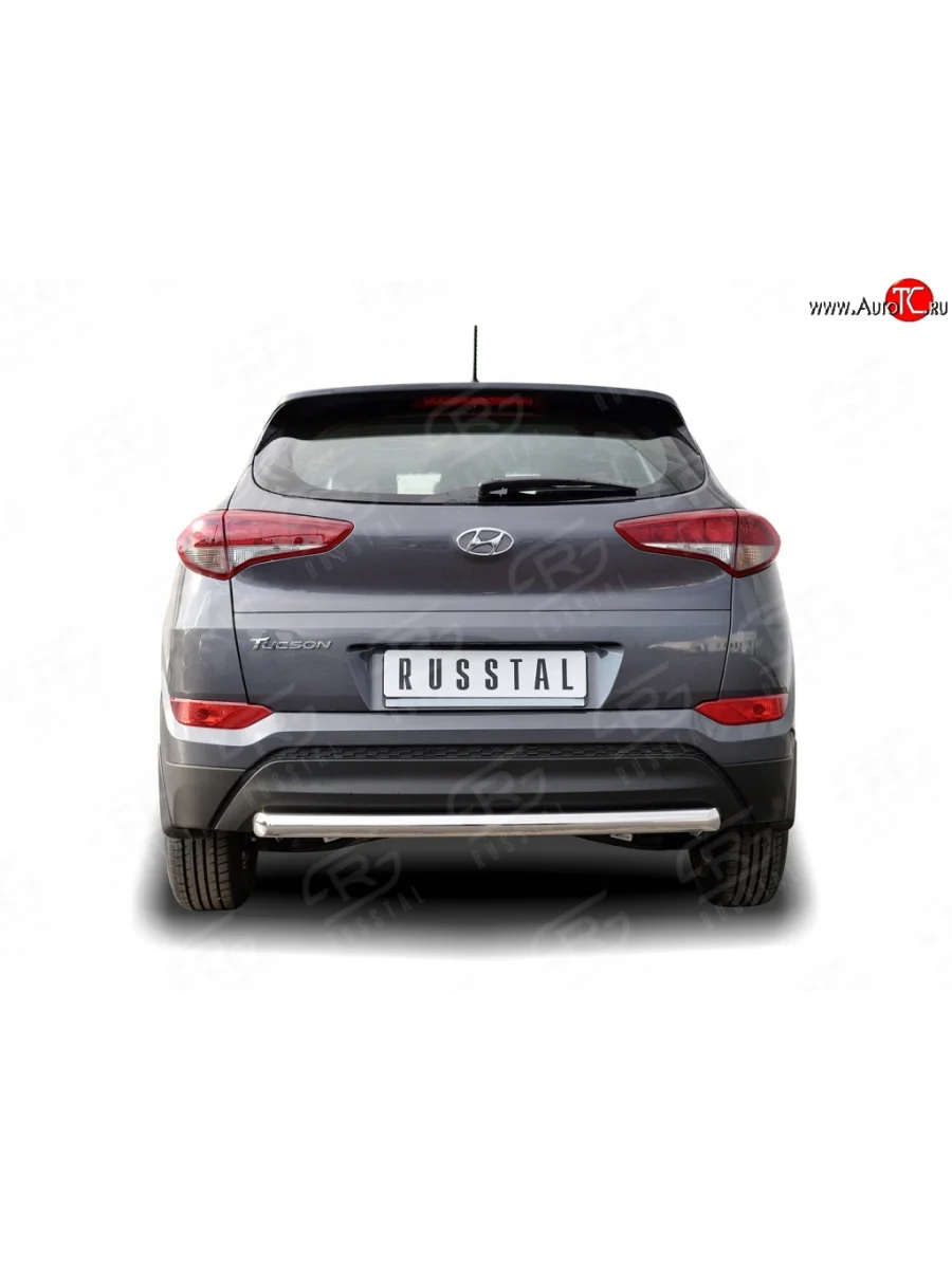 Защита заднего бампера (Ø63 мм короткая, нержавейка) SLITKOFF Hyundai Tucson TL дорестайлинг (2015-2018)  в Воронеже Воронежской области