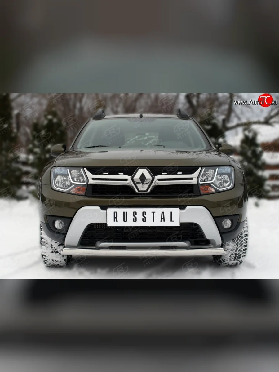 Защита переднего бампера (Ø75х42 мм, нержавейка) SLITKOFF  Renault Duster (2015-2021) HS  в Самаре Самарской области