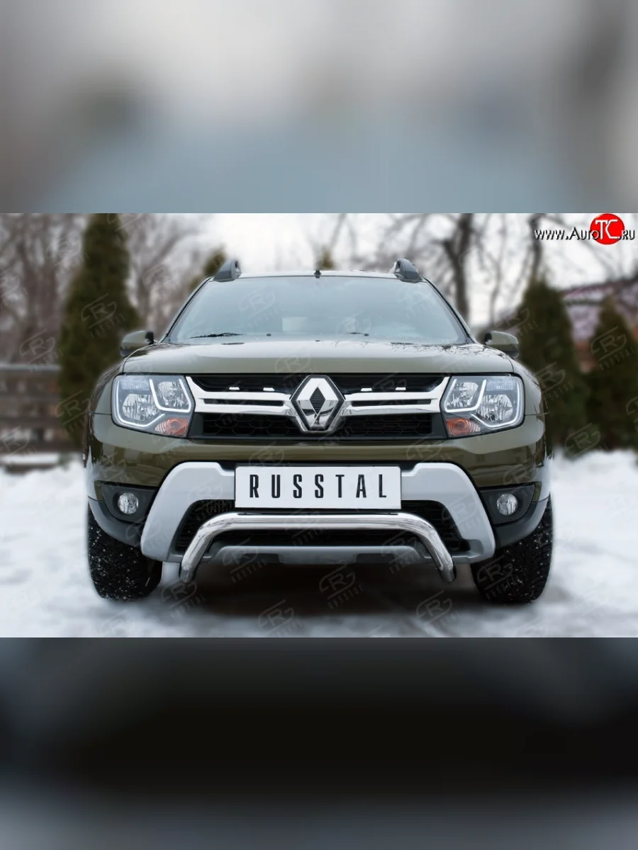 Защита переднего бампера (Ø63 мм волна, нержавейка) SLITKOFF  Renault Duster (2015-2021) HS  в Самаре Самарской области