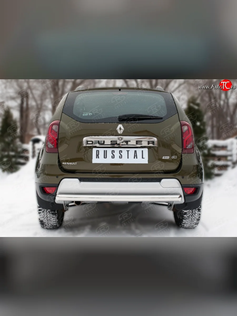Одинарная защита заднего бампера из трубы диаметром 63 мм (рестайлинг) SLITKOFF Renault Duster HS дорестайлинг (2010-2015)  с доставкой в г. Пермь