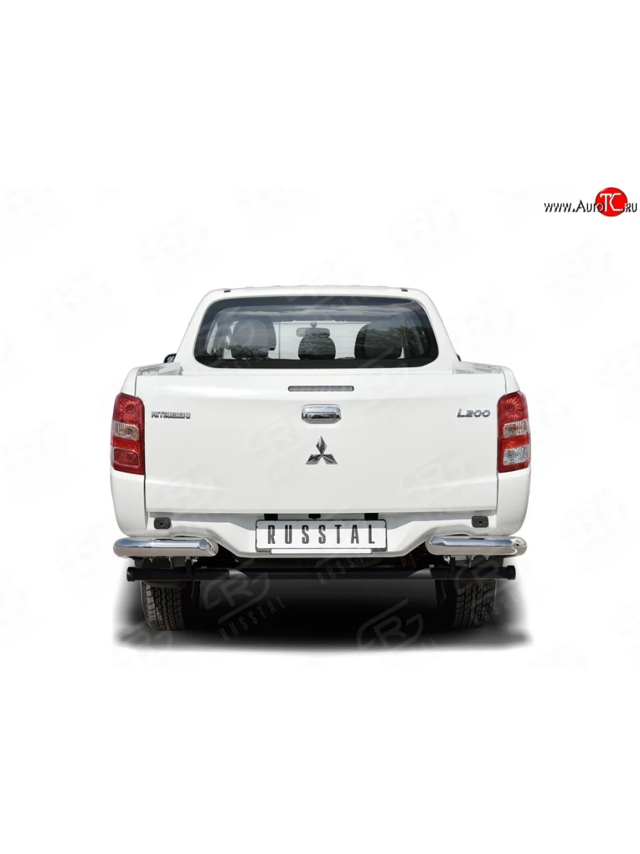 Защита заднего бампера (Ø76 мм уголки, нержавейка) SLITKOFF Mitsubishi L200 5 KK,KL рестайлинг (2018-2022)  с доставкой в г. Керчь