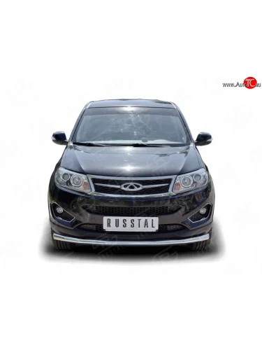 Одинарная защита переднего бампера диаметром 63 мм SLITKOFF Chery Tiggo 5 (T21) дорестайлинг (2014-2017)