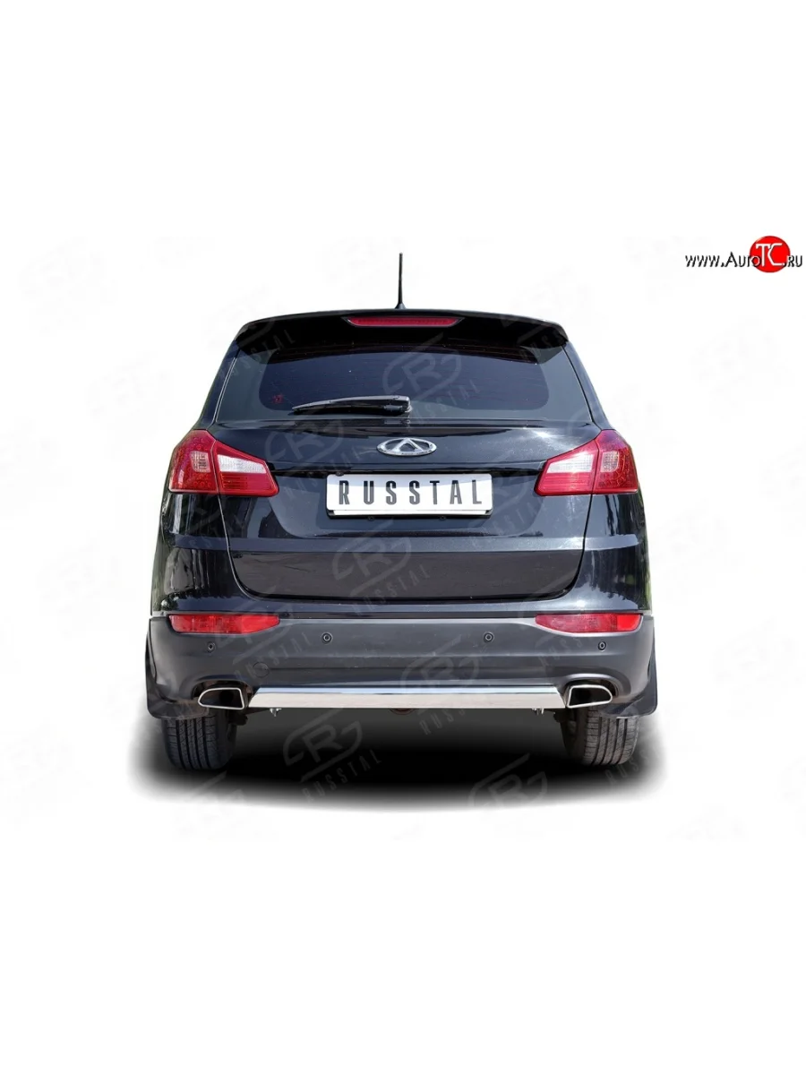 Защита заднего бампера (Ø75x42 мм, нержавейка) Russtal Chery Tiggo 5 (T21) дорестайлинг (2014-2017)  в Самаре Самарской области