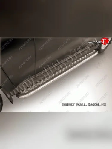 Широкая защита порогов Slitkoff (с листом, усиленная, d57) Haval H2 (2014-2021)