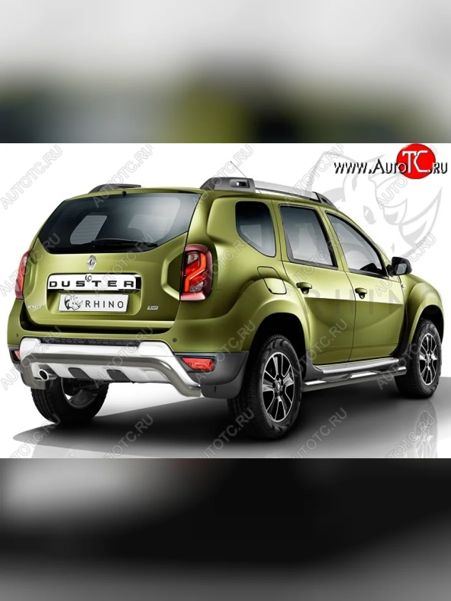 Защита заднего бампера (Ø63 мм волна под машину, нержавейка) SLITKOFF Renault Duster HS рестайлинг (2015-2021)  в Керчи Республика Крым