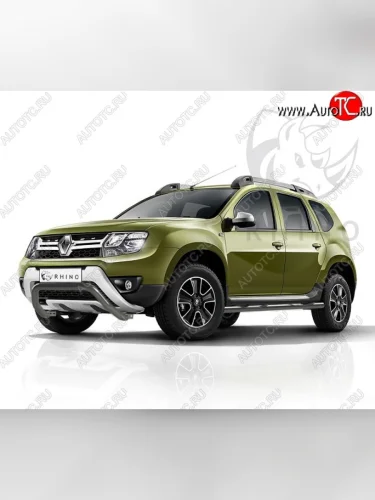 Защита переднего бампера (Ø63 мм волна, нержавейка) SLITKOFF Renault Duster  HS (2015-2021) рестайлинг