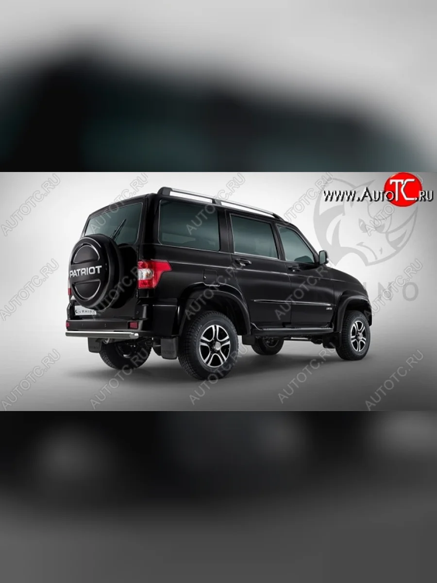 Защита заднего бампера (Ø76 мм, нержавейка) SLITKOFF Уаз Патриот 3163 5-дв. 1-ый рестайлинг (2014-2016)  в Самаре Самарской области