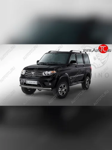 Защита переднего бампера из трубы диаметром 63 мм SLITKOFF Уаз Патриот ( 3163 5-дв.,  3163 5 дв.) (2014-2025) 1-ый рестайлинг, 2-ой рестайлинг