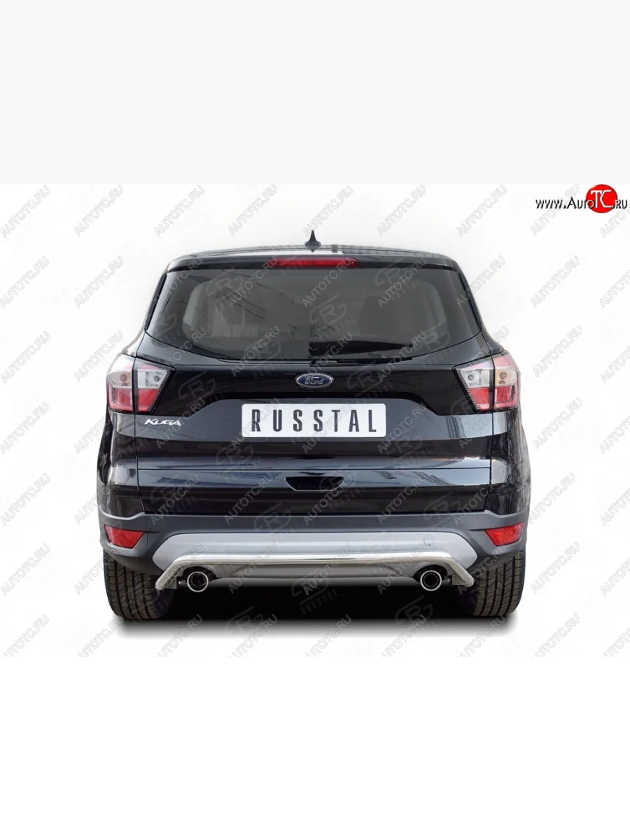 Защита заднего бампера (Ø42 мм волна, нержавейка) SLITKOFF Ford Kuga 2 рестайлинг (2016-2019)  в Самаре Самарской области