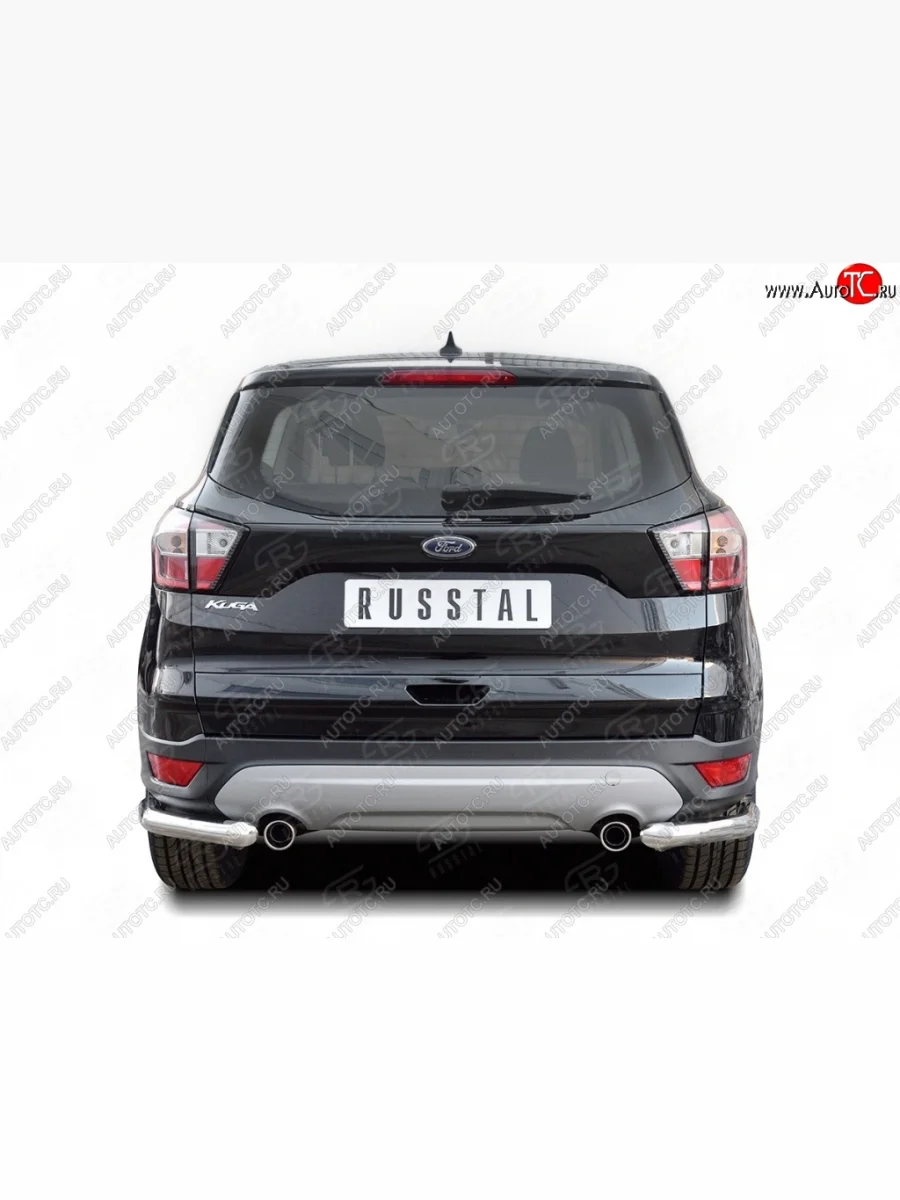 Защита заднего бампера (Ø63 мм уголки, нержавейка) SLITKOFF Ford Kuga 2 рестайлинг (2016-2019)  в Самаре Самарской области