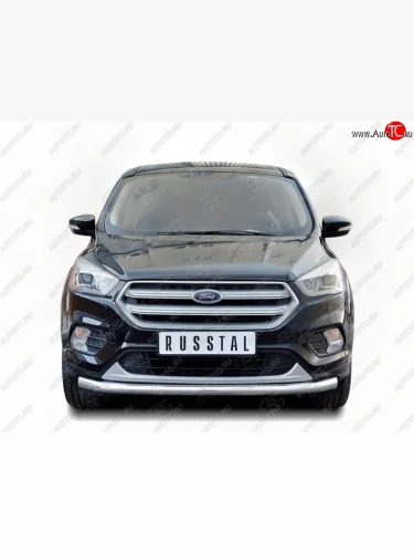 Защита переднего бампера (Ø63 мм, нержавейка) SLITKOFF Ford Kuga  2 (2016-2019) рестайлинг