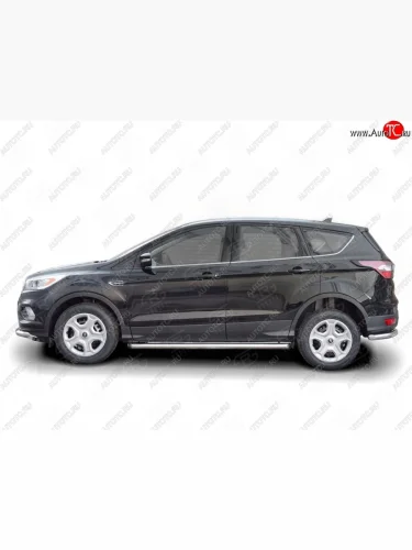 Защита порогов из круглой трубы диаметром 63 мм SLITKOFF Ford Kuga 2 рестайлинг (2016-2019)
