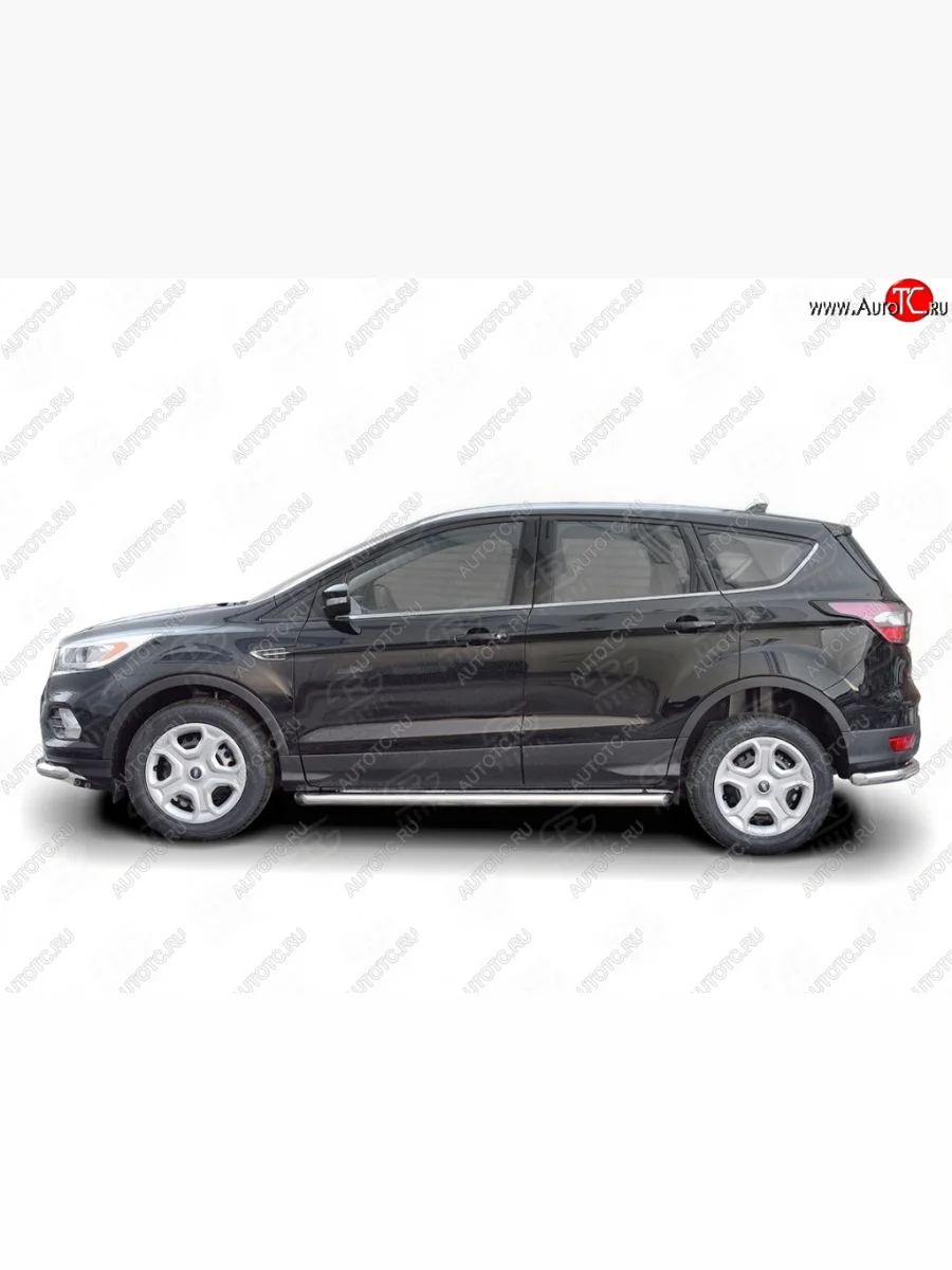 Защита порогов из круглой трубы диаметром 63 мм SLITKOFF  Ford Kuga (2016-2019) 2  в Самаре Самарской области