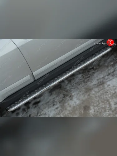 Порожки для ног (Ø42) SLITKOFF (лист - алюминий, профиль - сталь) Great Wall Hover H3 (2014-2016)  рестайлинг