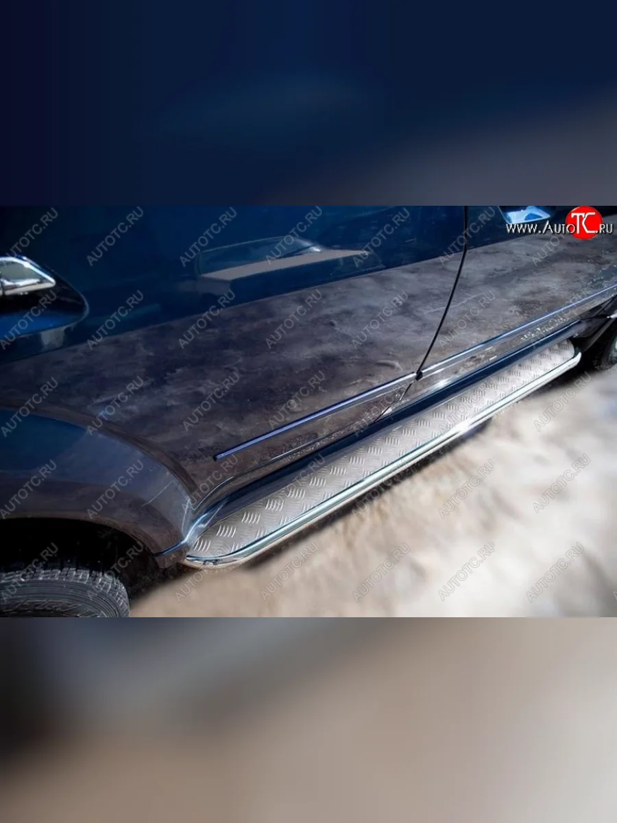 Порожки для ног (Ø42) SLITKOFF Great Wall Hover H5 (2010-2017) (лист - алюминий, профиль - сталь)  в Перми Пермском крае