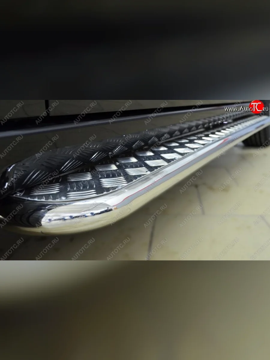 Широкая защита порогов с трубой диаметром 42 мм SLITKOFF v2 Great Wall Hover H5 (2010-2017) (лист алюм., проф. сталь)  в Керчи Республика Крым