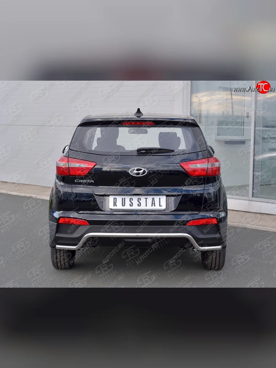 Защита заднего бампера (Ø42 мм волна, нержавейка) SLITKOFF Hyundai Creta GS дорестайлинг (2015-2019)  в Керчи Республика Крым