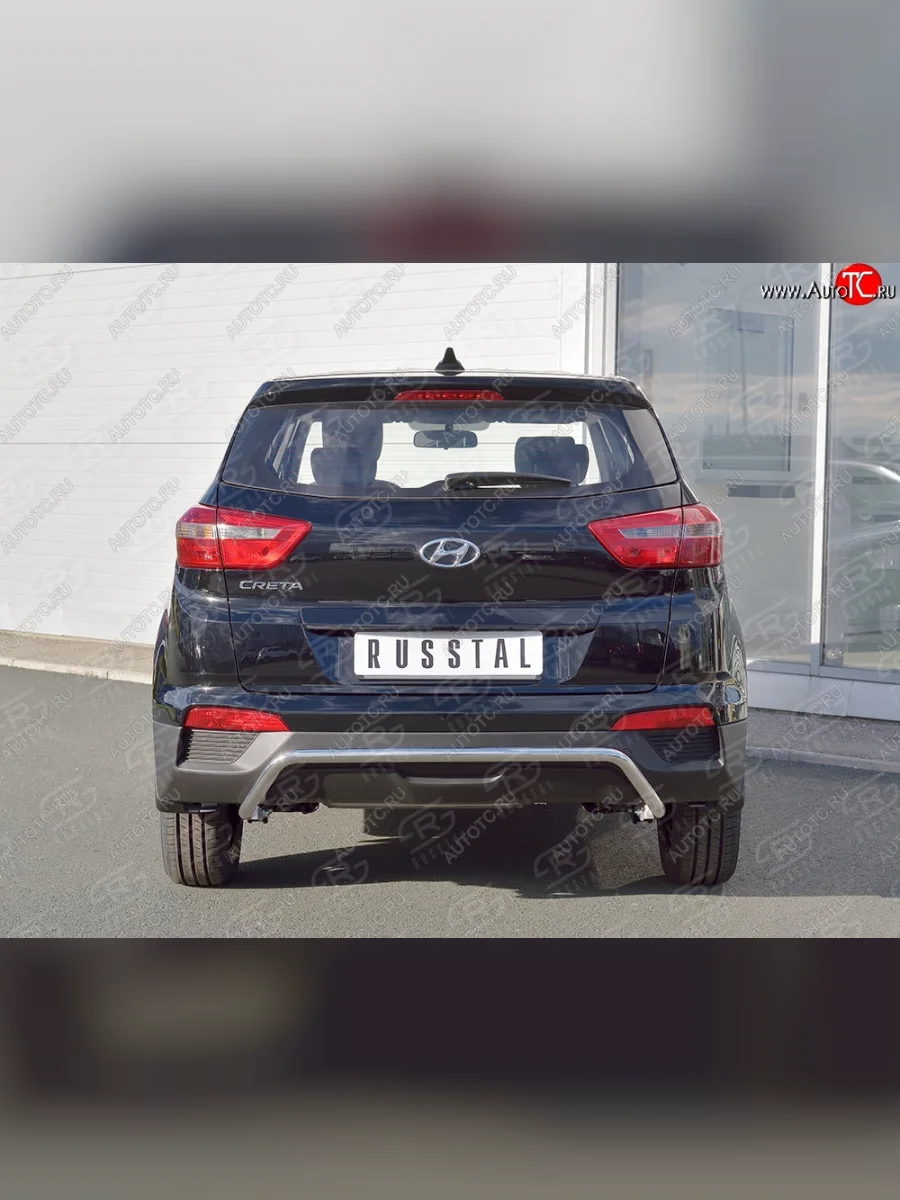 Защита заднего бампера (Ø42 мм с изгибом под машину, нержавейка) SLITKOFF  Hyundai Creta (2015-2021) GS  в Самаре Самарской области