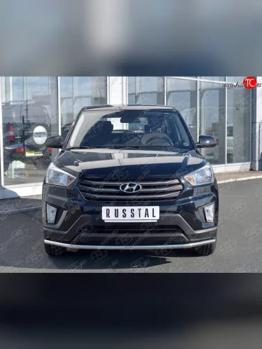 Защита переднего бампера (Ø42 мм, нержавейка) SLITKOFF Hyundai Creta GS рестайлинг (2019-2021)
