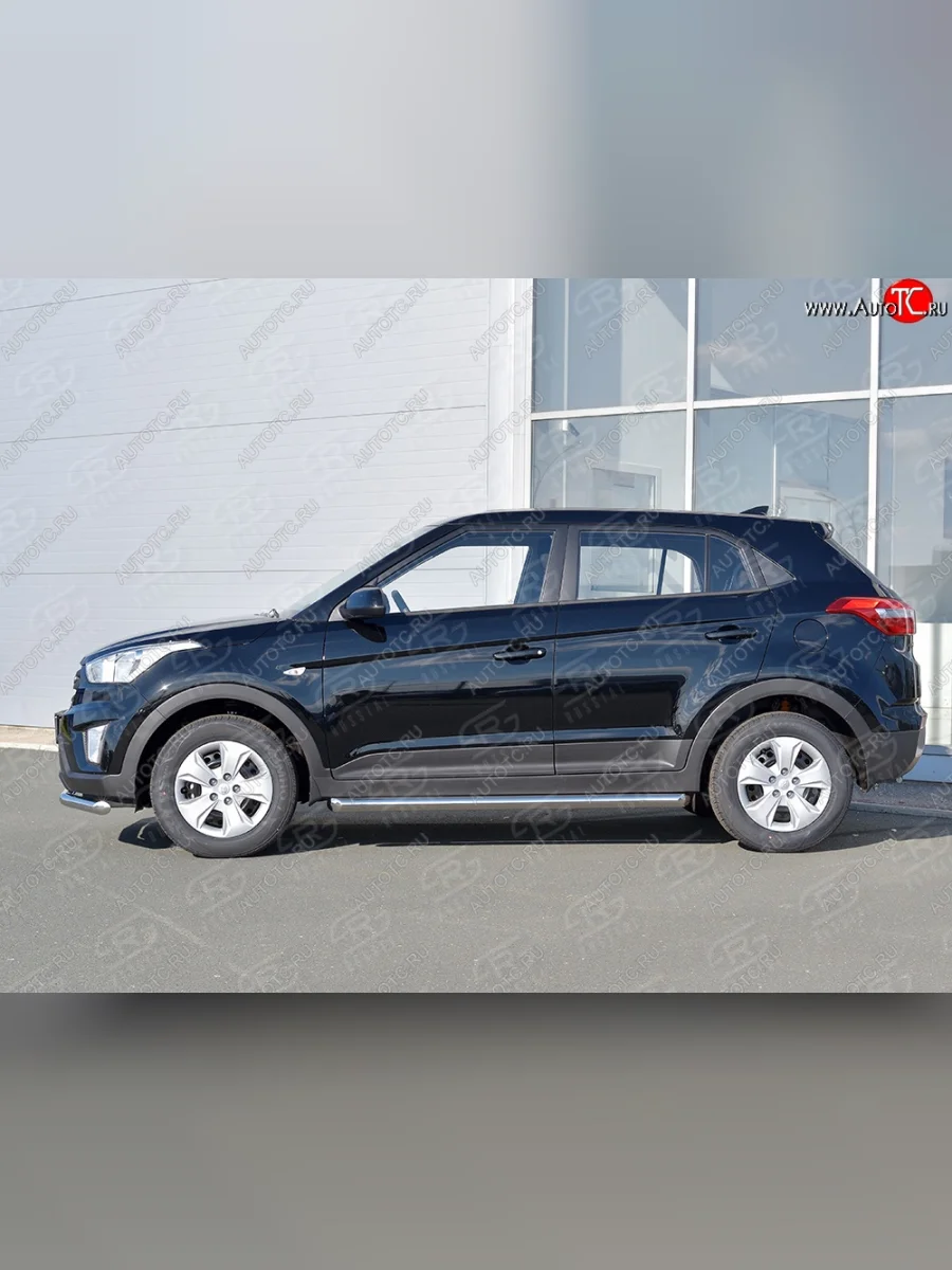 Защита порогов из круглой трубы диаметром 63 мм SLITKOFF Hyundai Creta GS дорестайлинг (2015-2019)  в Керчи Республика Крым