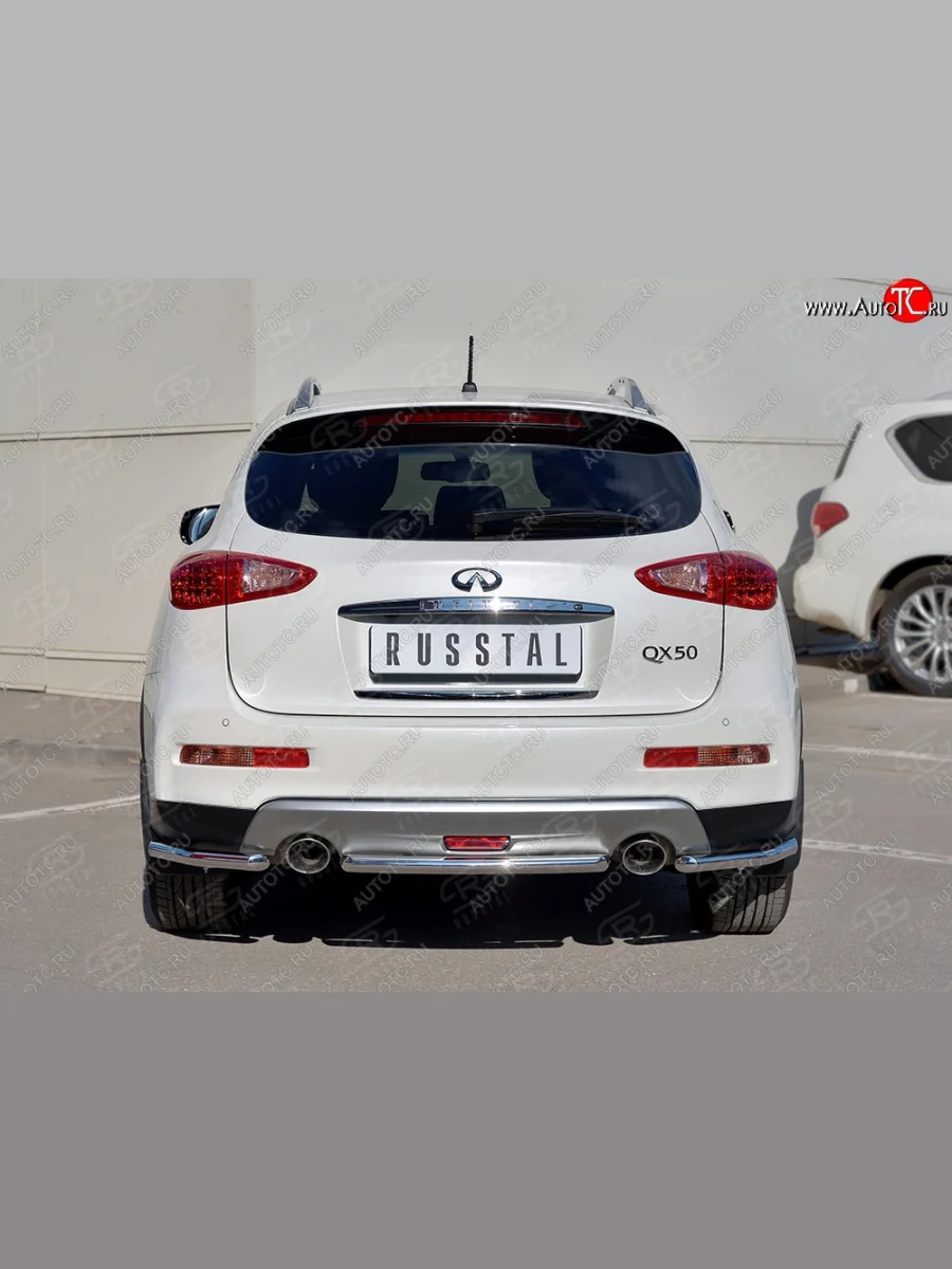 Защита заднего бампера (Ø42 мм, нержавейка) SLITKOFF INFINITI Qx50 J50 дорестайлинг (2013-2016)  в Самаре Самарской области