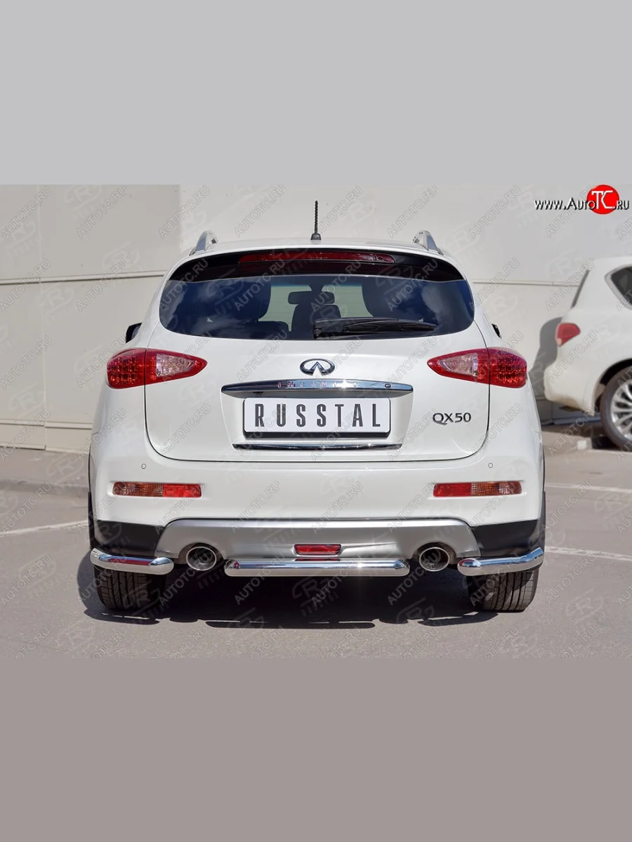 Защита заднего бампера (Ø63 мм, нержавейка) SLITKOFF INFINITI Qx50 J50 дорестайлинг (2013-2016)  в Перми Пермском крае