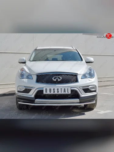 Защита переднего бампера (Ø42 мм, нержавейка) SLITKOFF INFINITI Qx50  J50 (2013-2016) дорестайлинг