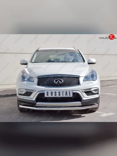 Защита переднего бампера (Ø63 мм, нержавейка) SLITKOFF INFINITI Qx50  J50 (2013-2016) дорестайлинг