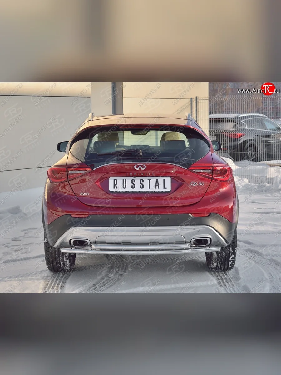 Защита заднего бампера (2 трубы Ø42 мм, нержавейка) SLITKOFF  INFINITI Qx50 (2013-2016) J50  с доставкой в г. Самара