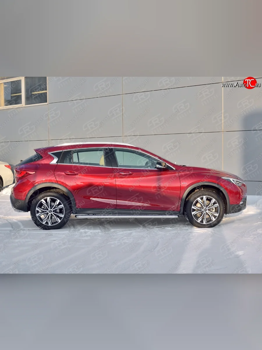 Порожки для ног (Ø42) SLITKOFF INFINITI Qx50 J50 дорестайлинг (2013-2016) (лист - алюминий, профиль - нержавейка)  в Керчи Республика Крым