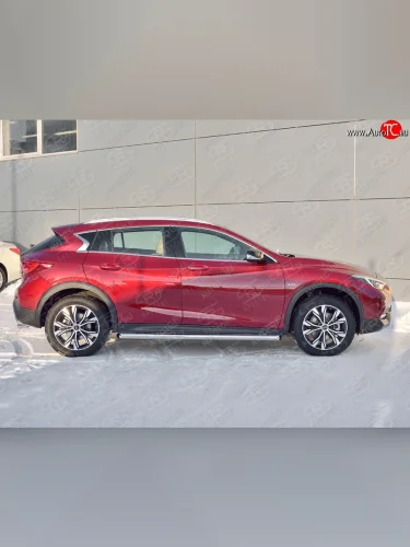 Защита порогов из круглой трубы диаметром 63 мм SLITKOFF INFINITI Qx50  J50 (2013-2016) дорестайлинг