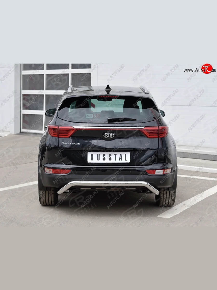 Защита заднего бампера (Ø63 мм волна под машину, нержавейка) SLITKOFF  KIA Sportage (2016-2018) 4 QL  в Воронеже Воронежской области