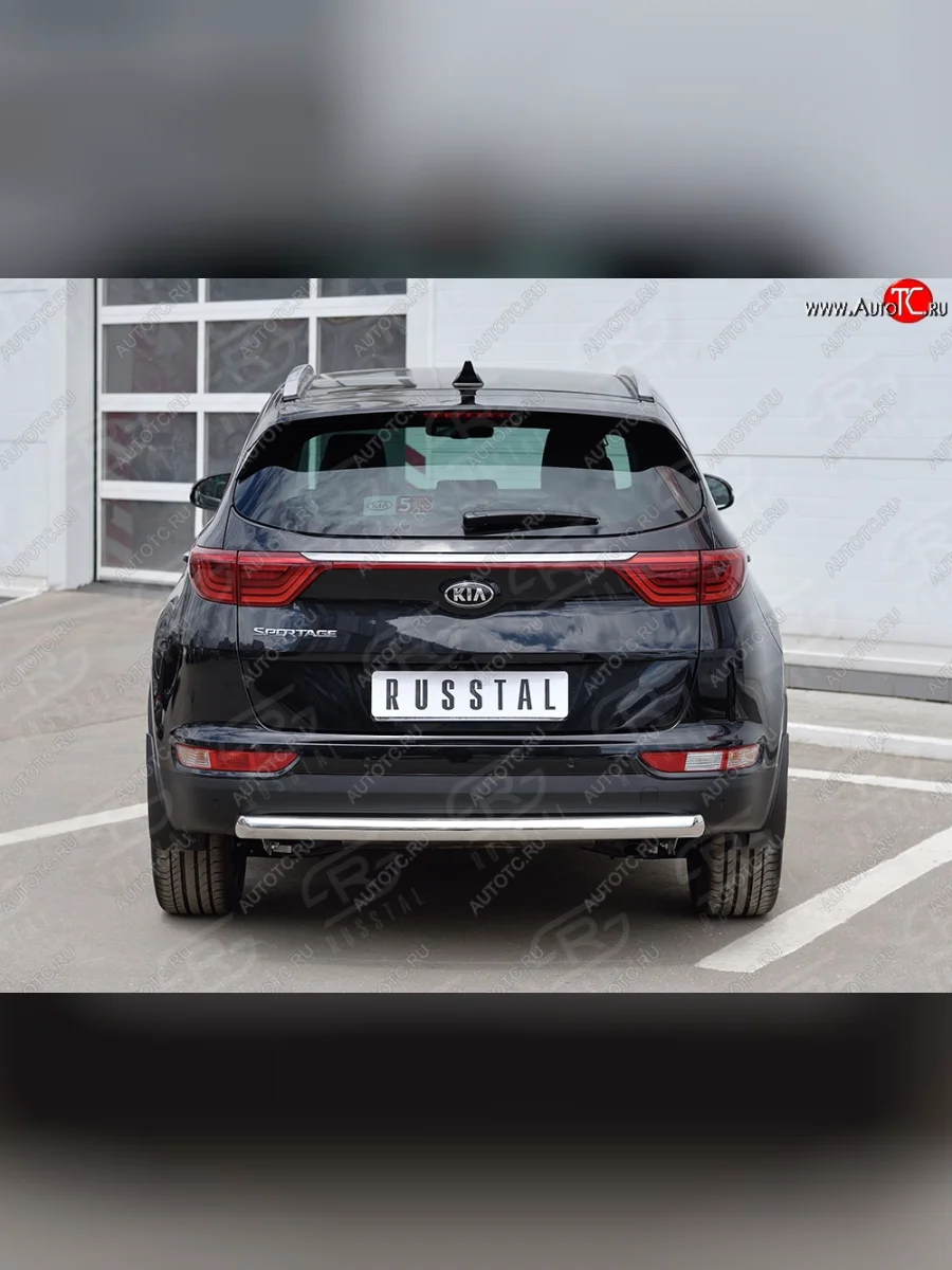 Защита заднего бампера (Ø63 мм дуга, нержавейка, кроме gt-line) SLITKOFF  KIA Sportage (2016-2018) 4 QL  В Кинешме Ивановской области