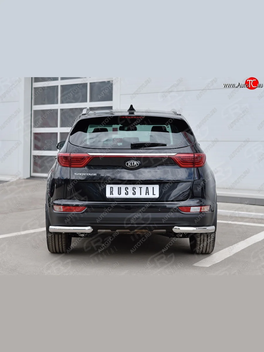 Защита заднего бампера (Ø63 мм уголки, нержавейка) SLITKOFF  KIA Sportage (2016-2018) 4 QL  В Кинешме Ивановской области