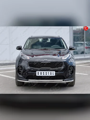 Защита переднего бампера (2 трубыØ42 мм, нержавейка) SLITKOFF KIA Sportage  4 QL (2016-2018) дорестайлинг