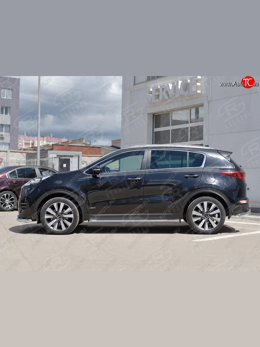 Защита порогов из круглой трубы диаметром 42 мм SLITKOFF  KIA Sportage (2016-2018) 4 QL  в Самаре Самарской области
